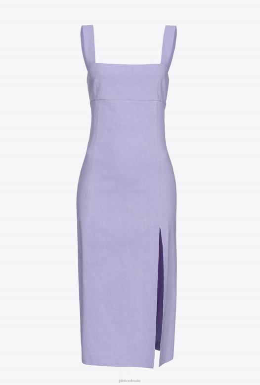 UK Pinko Mid-Length Dresses | Stretch linen calf-length dress LIGHT ORCHID 4Z808122