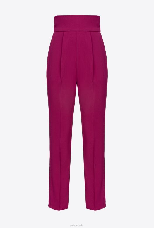 UK Pinko Casual Trousers | High-waisted stretch crêpe trousers BOUGAINVILLEA PURPLE 4Z808747